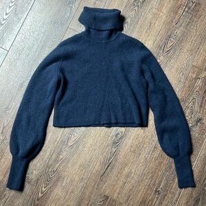 Reformation Navy Blue Cropped Turtle Neck